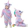 imageLOLANTA Baby Toddler Girls Onepiece Jumpsuit Infant Fleece Hooded Rompers Double Way Zipper Closure 6 Months3TPurple Unicorn