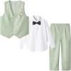 imageLOLANTA Boys 4Piece Formal Suit Wedding Ring Bearer Outfit Vest Pants with Dress Shirt Bow Tie for Graduation 213 YearsGreen