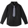 imageLOLANTA Boys Dress Shirts Button Down Shirt Long Sleeve Boys Kids Shirts and Tie Sets Solid Color Uniforms 213 YearsBlack