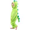imageLOLANTA Boys Girls Dinosaur Shark Costume Flannel Jumpsuits Soft Animal One Piece for Kids Holiday BirthdayGreen