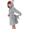imageLOLANTA Boys Girls Hooded Bathrobe Soft Animal Plush Robe Kids Sleepwear Dressing Gown Gift 28 YearsGrey Shark