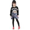 imageLOLANTA Girls Hip Hop Dance Costumes 3Piece Outfit Letter Print Long Sleeve Crop Top  Culottes Pantskirts  VestBlack