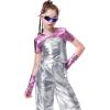 imageLOLANTA Girls Metallic Shirts with Arm Sleeves Slim Fit Stretchy Shiny Jazz Hip Hop Dance Tops Raves Festivals CostumesPink