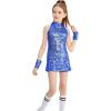 imageLOLANTA Girls Sequins Dance Clothes Dress 412 Yrs Sparkle Hip Hop Jazz Dance Outfit Sleeveless Top and ShortsBlue