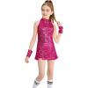 imageLOLANTA Girls Sequins Dance Clothes Dress 412 Yrs Sparkle Hip Hop Jazz Dance Outfit Sleeveless Top and ShortsFuchsia