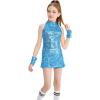 imageLOLANTA Girls Sequins Dance Clothes Dress 412 Yrs Sparkle Hip Hop Jazz Dance Outfit Sleeveless Top and ShortsSky Blue