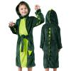 imageLOLANTA Kids Robe Boys Girls Dinosaur Plush Fleece Hooded Bathrobe with Belt Animal Soft SleepwearDark Green