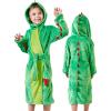 imageLOLANTA Kids Robe Boys Girls Dinosaur Plush Fleece Hooded Bathrobe with Belt Animal Soft SleepwearGreen