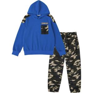 imageCamo Clothes for Boys Long Sleeve Hoodie and Pants Sets Kids 2 Piece Casual Outfits SweatsuitsBlue