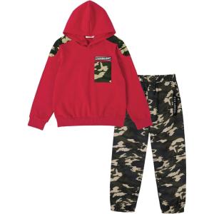 imageCamo Clothes for Boys Long Sleeve Hoodie and Pants Sets Kids 2 Piece Casual Outfits SweatsuitsRed