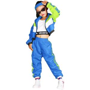 imageGirls Dance Clothing Set Hip Hop Modern Jazz Team Performance Costume Girls Dance Wear SetsDark Blue
