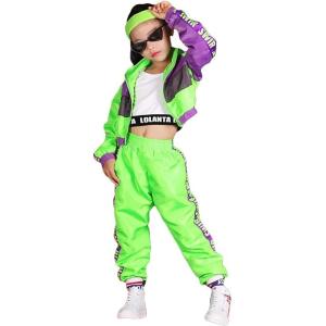 imageGirls Dance Clothing Set Hip Hop Modern Jazz Team Performance Costume Girls Dance Wear SetsGreen