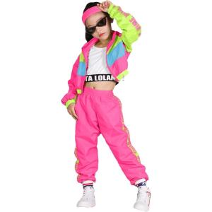 imageGirls Dance Clothing Set Hip Hop Modern Jazz Team Performance Costume Girls Dance Wear SetsHot Pink