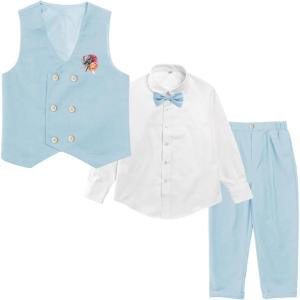 imageLOLANTA Boys 4Piece Formal Suit Wedding Ring Bearer Outfit Vest Pants with Dress Shirt Bow Tie for Graduation 213 YearsBlue