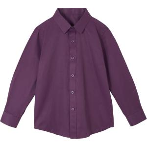 imageLOLANTA Boys Button Down Shirts Solid Color Poplin Fabric Kindergarten GraduationPartyWedding Suit ShirtPurple