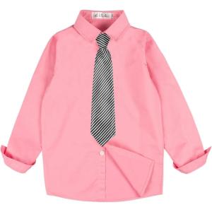 imageLOLANTA Boys Dress Shirts Button Down Shirt Long Sleeve Boys Kids Shirts and Tie Sets Solid Color Uniforms 213 YearsPink