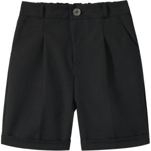 imageLOLANTA Boys Dress Shorts Kids Summer Shorts School Uniform OutfitFlat Front Solid Adjustable Waist 214 YearsBlack