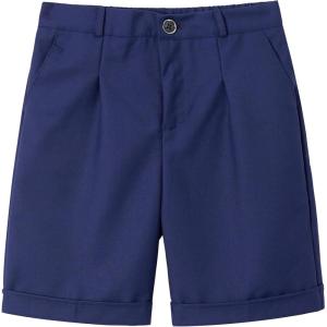 imageLOLANTA Boys Dress Shorts Kids Summer Shorts School Uniform OutfitFlat Front Solid Adjustable Waist 214 YearsNavy