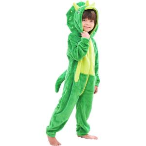 imageLOLANTA Boys Girls Bodysuits Costume Fleece Dinosaur Jumpsuit OnePiece Kids Holiday Halloween Birthday GiftGreen
