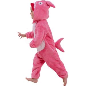 imageLOLANTA Boys Girls Dinosaur Shark Costume Flannel Jumpsuits Soft Animal One Piece for Kids Holiday BirthdayRose Red