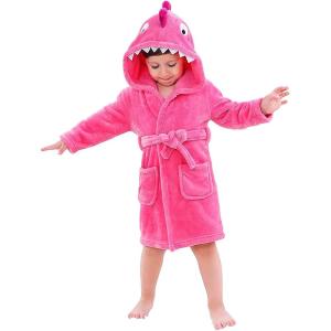 imageLOLANTA Boys Girls Hooded Bathrobe Soft Animal Plush Robe Kids Sleepwear Dressing Gown Gift 28 YearsRosered