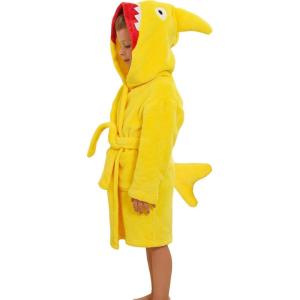 imageLOLANTA Boys Girls Hooded Bathrobe Soft Animal Plush Robe Kids Sleepwear Dressing Gown Gift 28 YearsYellow