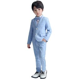imageLOLANTA Boys Suit Wedding Ring Bearer Outfit Kids Suit Set Blazer Pants Bow Tie Dress Clothes Formal WearBlue