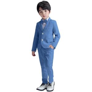 imageLOLANTA Boys Suit Wedding Ring Bearer Outfit Kids Suit Set Blazer Pants Bow Tie Dress Clothes Formal WearDeep Blue