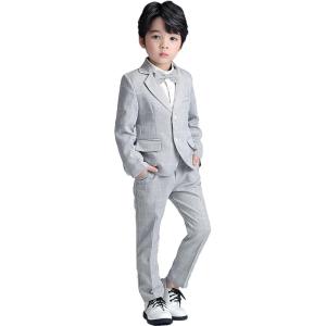 imageLOLANTA Boys Suit Wedding Ring Bearer Outfit Kids Suit Set Blazer Pants Bow Tie Dress Clothes Formal WearGrey