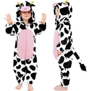 imageLOLANTA Unisex Baby Cow Costumes Toddler Boys Girls Hooded Jumpsuit Kid Halloween Christmas Birthday GiftsCow