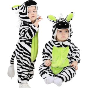 imageLOLANTA Unisex Baby Zebra Costumes Toddler Boys Girls Hooded Jumpsuit Kids Halloween Christmas Birthday GiftsBlack White