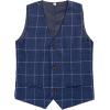 imageBoys Plaid Suit 5 Piece Formal Outfits Slim Fit Dress Clothes Kids Tuxedo Blazer Shirt Vest Pants Bow TieBlue