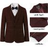 imageBoys Plaid Suit 5 Piece Formal Outfits Slim Fit Dress Clothes Kids Tuxedo Blazer Shirt Vest Pants Bow TieWine