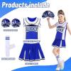 imageGirls Cheerleading Outfit Cheerleader Costume Dance Practice Cheer Uniform with Poms Poms SocksBlue