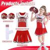imageGirls Cheerleading Outfit Cheerleader Costume Dance Practice Cheer Uniform with Poms Poms SocksRed