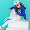 imageGirls Hip Hop Costume 2 Piece Dance Outfits Kids Cropped Hoodie Joggers Pants Clothes SetBlue