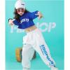 imageGirls Hip Hop Costume 2 Piece Dance Outfits Kids Cropped Hoodie Joggers Pants Clothes SetBlue