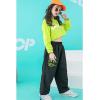 imageGirls Hip Hop Costume 2 Piece Dance Outfits Kids Cropped Hoodie Joggers Pants Clothes SetGreen