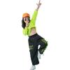 imageGirls Hip Hop Costume 2 Piece Dance Outfits Kids Cropped Hoodie Joggers Pants Clothes SetGreen