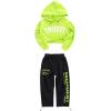 imageGirls Hip Hop Costume 2 Piece Dance Outfits Kids Cropped Hoodie Joggers Pants Clothes SetGreen