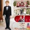 imageLOLANTA Boys 4 Piece Velvet Suit Formal Tuxedo Kids Slim Fit Blazer Dress Shirt Pants Outfit with Bow TieBlack Shawl Lapel