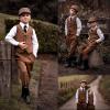 imageLOLANTA Boys 4Piece Formal Suit Wedding Ring Bearer Outfit Vest Suit Pants with White Dress Shirt and Tie for 314 YearsBrown
