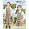 imageLOLANTA Boys 4Piece Formal Suit Wedding Ring Bearer Outfit Vest Suit Pants with White Dress Shirt and Tie for 314 YearsKhaki