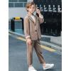 imageLOLANTA Boys Casual Suits Wedding Outfits Kids 2 Piece Gentleman Blazer and Pants Set DresswearKhaki