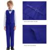 imageLOLANTA Boys Formal Suit Slim Fit Ring Bearer Outfit Kids Tuxedo Dress Clothes Blazer Vest Pants Set with SuspendersBlue