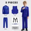 imageLOLANTA Boys Formal Suit Slim Fit Ring Bearer Outfit Kids Tuxedo Dress Clothes Blazer Vest Pants Set with SuspendersBlue