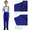 imageLOLANTA Boys Formal Suit Slim Fit Ring Bearer Outfit Kids Tuxedo Dress Clothes Blazer Vest Pants Set with SuspendersBlue