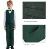 imageLOLANTA Boys Formal Suit Slim Fit Ring Bearer Outfit Kids Tuxedo Dress Clothes Blazer Vest Pants Set with SuspendersGreen