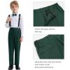imageLOLANTA Boys Formal Suit Slim Fit Ring Bearer Outfit Kids Tuxedo Dress Clothes Blazer Vest Pants Set with SuspendersGreen