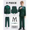 imageLOLANTA Boys Formal Suit Slim Fit Ring Bearer Outfit Kids Tuxedo Dress Clothes Blazer Vest Pants Set with SuspendersGreen